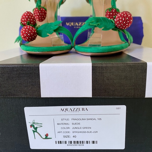 Aquazzura Jungle Green Fragolina Suede Stiletto Sandals - Picture 16 of 16